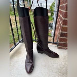 Dark Brown Leather Boots Anne Klein (made in Italy)